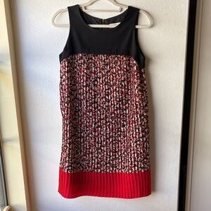 LOFT Black and Red Floral Midi Dress